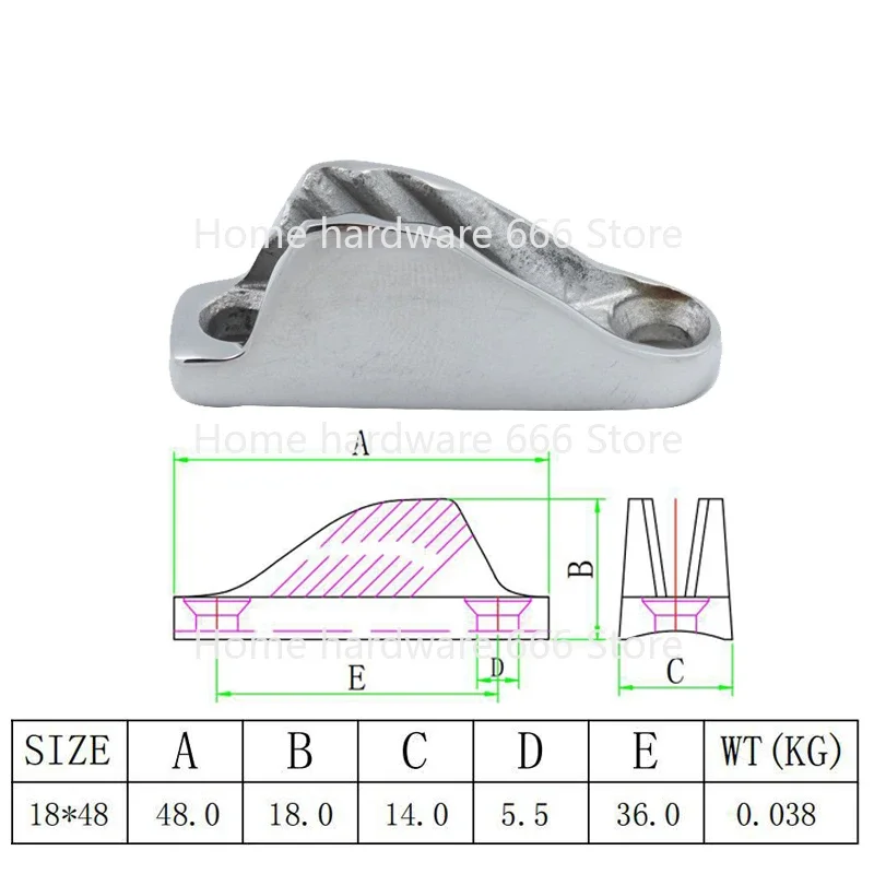 316 Stainless Steel Pontoon Mooring Kayak Cam Clam Cleat, Sailing Boat Accessories, Jam Cleats for Sailboat, 48mm, 2Pcs