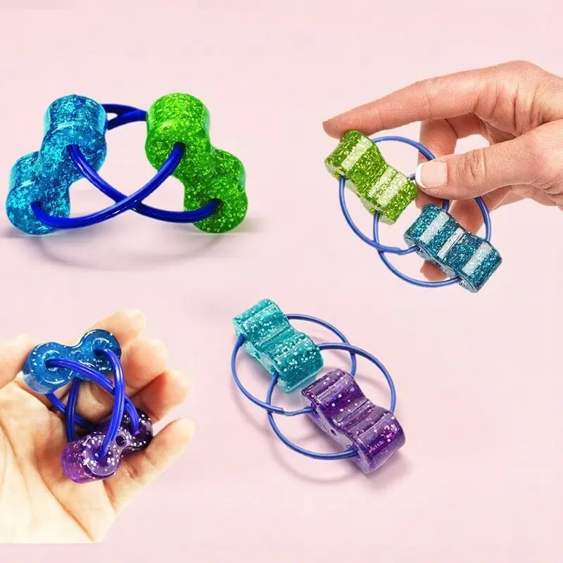 

Блестящая сенсорная игрушка-антистресс с двойным кольцом, портативный ротатор для пальцев, головоломка-брелок для детей и взрослых, забавный подарок