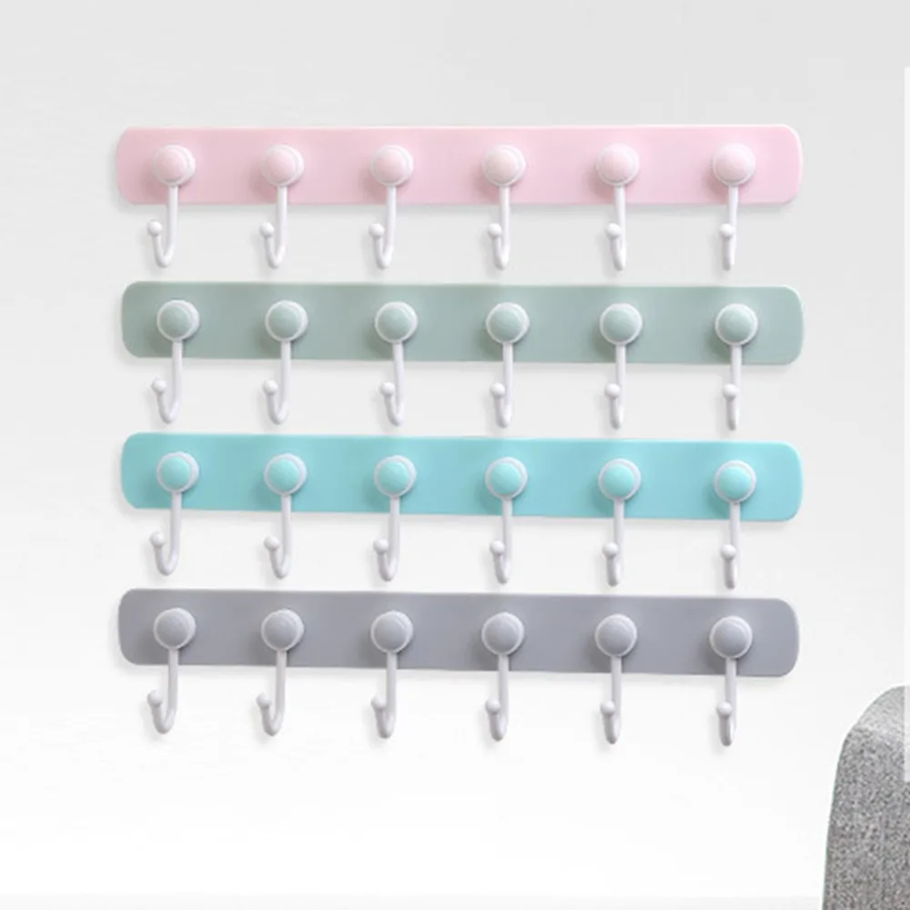 

Plastic Kitchen Storage Hook 6 Hooks 360° Rotatable Door Hanger Hooks Wall Mounted Multipurpose Wall Storage Rack Bathroom