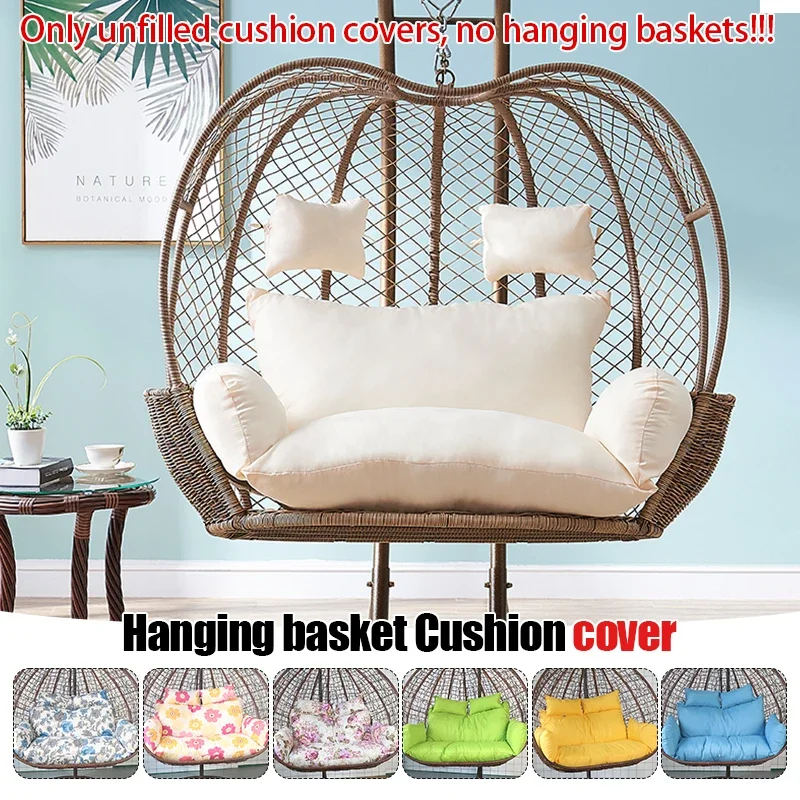 

UnFilled Double Hanging Swing Egg Chair Cushion Cover Patio Round Papasan Large Detachable Pillowcase for Home