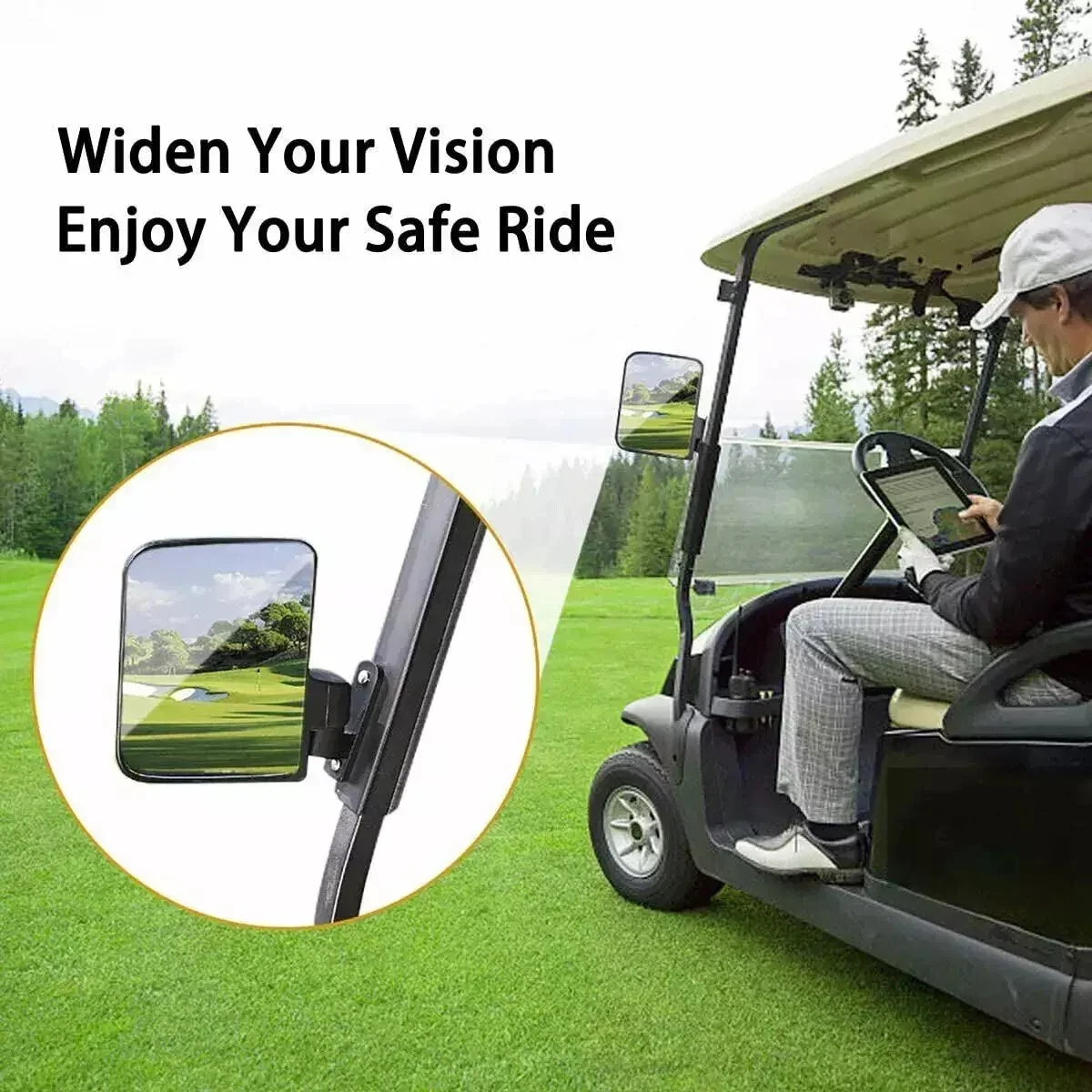 For Yamaha Club Car EZGO Cushman Bad Boy Buggies Columbia Tomberlin 2pcs Golf Cart Side Mirrors Rear View Mirror