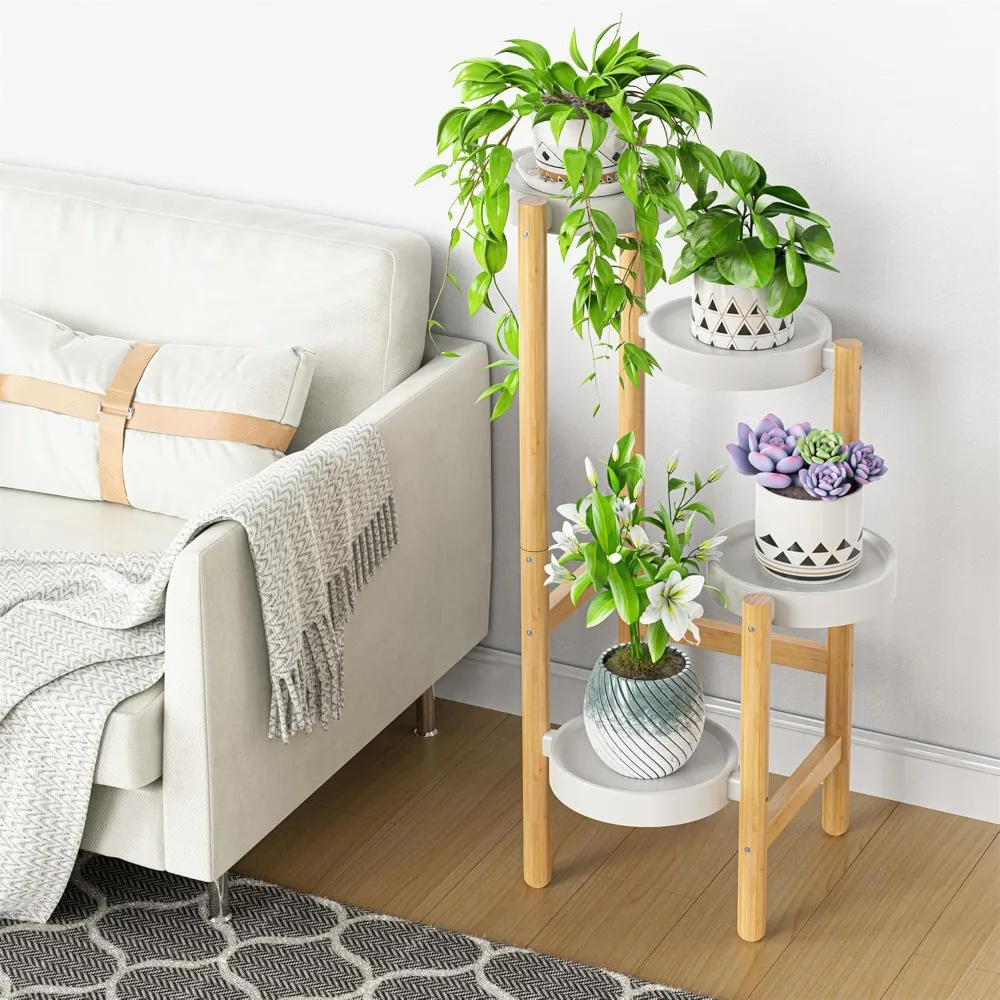 

Bamboo Plant Stands for Indoor Plants, 4-tier Plant Stands for Corner Plant Shelf Multiple Flower Holder, Plants Display Rack