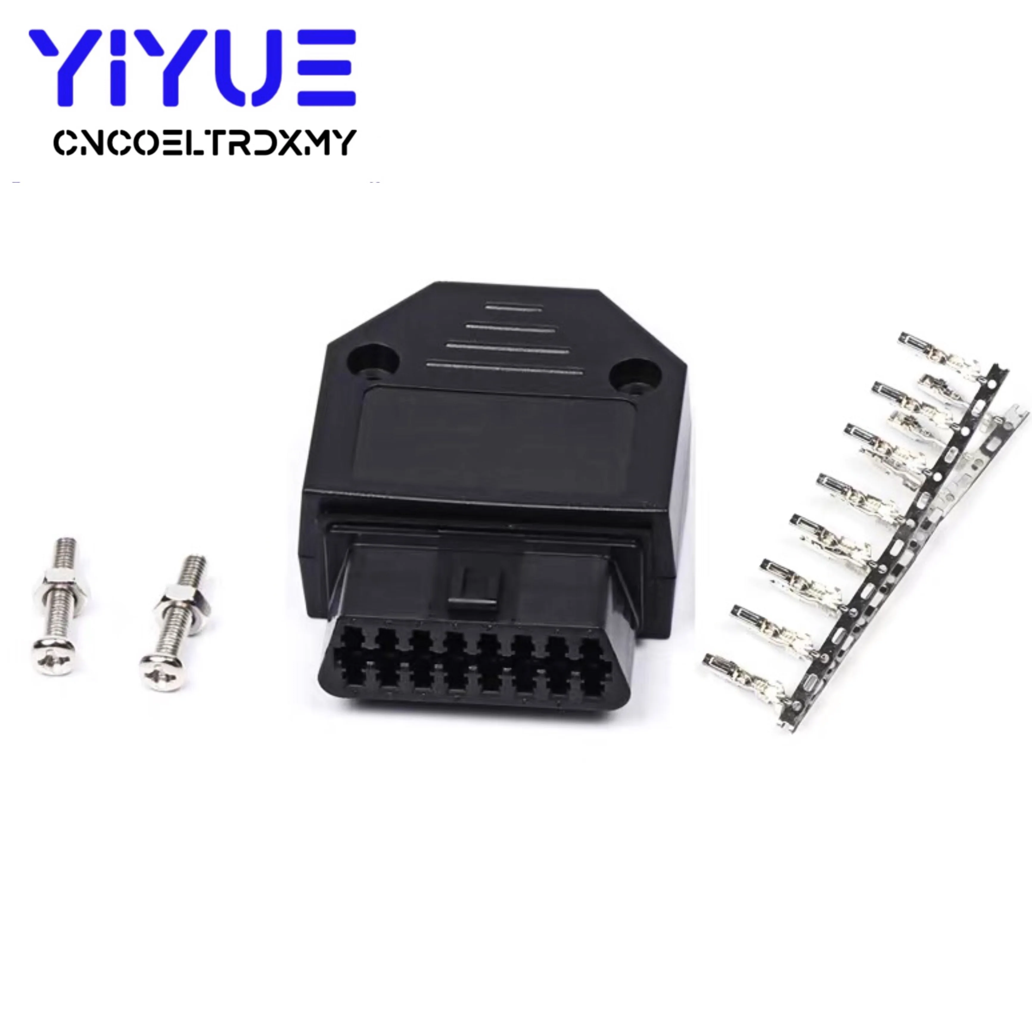 OBD2 16Pin Connector Enclosure Universal OBDII Female Connector+Female Plug+Terminals+Screw Adapter Diagnostic Interface Set