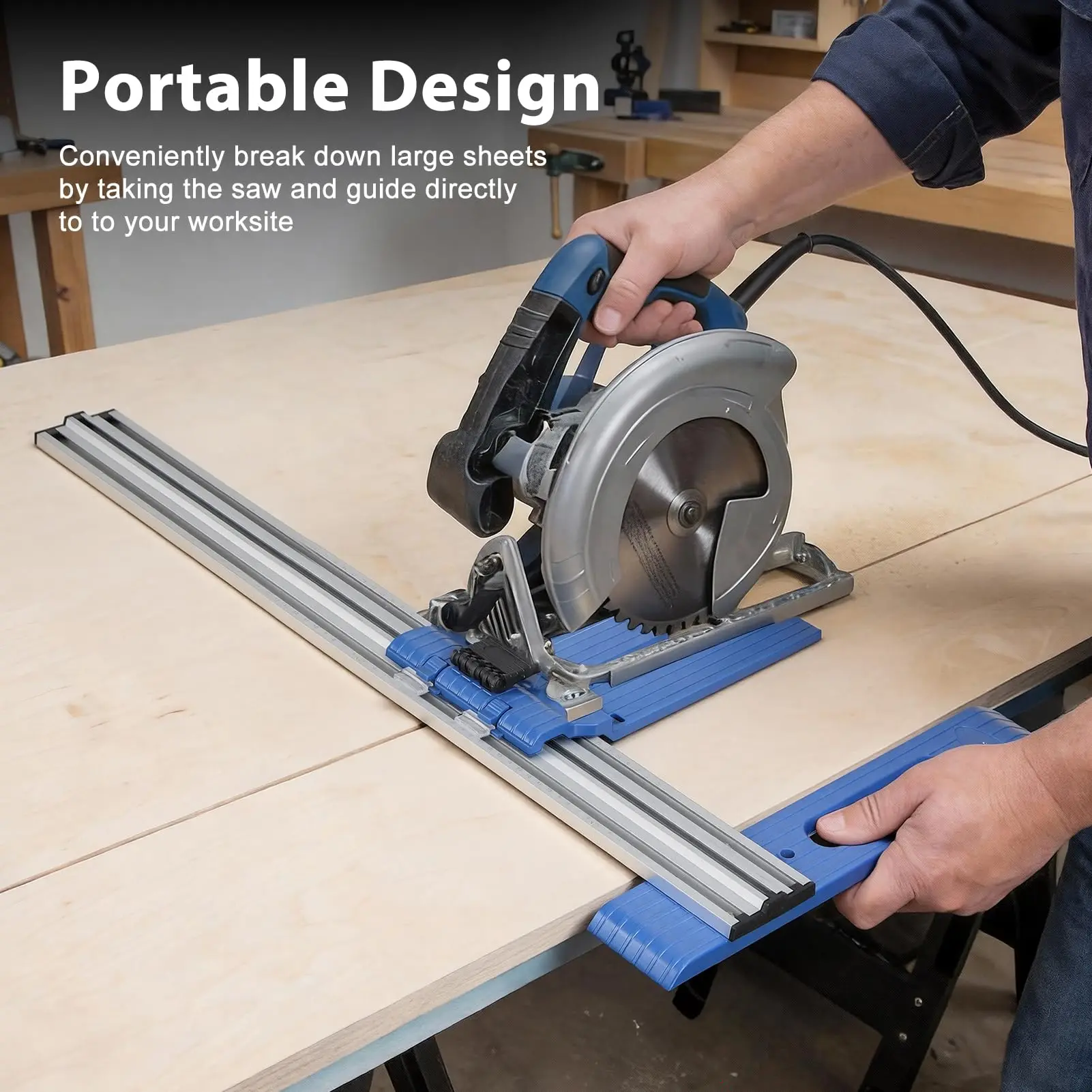 Woodworking Circular Saw Guide Rail 60cm Aluminum Alloy Track with Locking Scale for Precision Straight Cutting