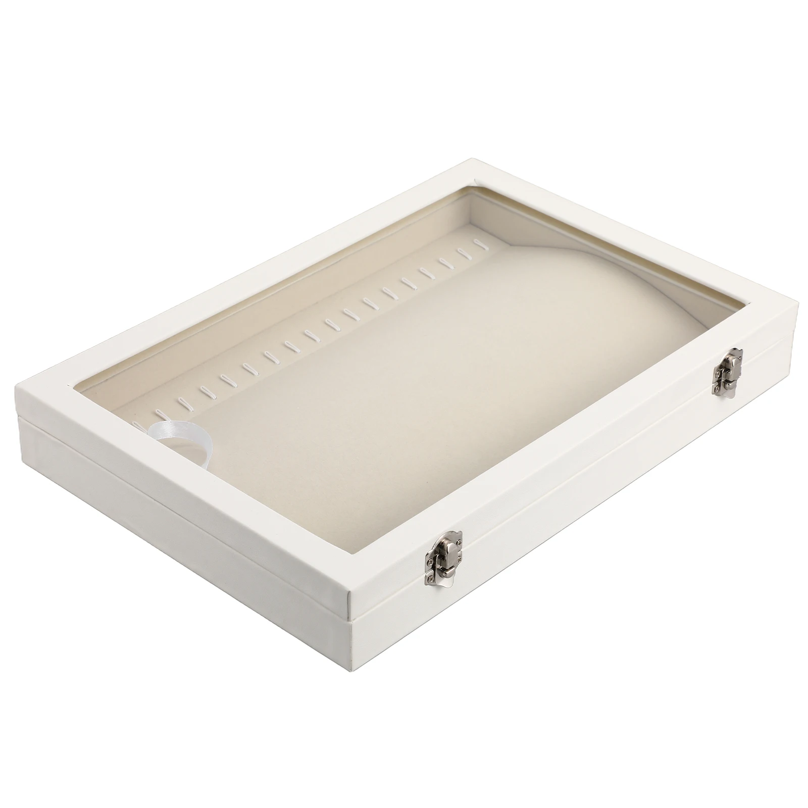 

Necklace Storage Box ganizer Jewelry Holder Tray Large Capacity Clear Lid Wood Chain Necklace Case for Women Travel