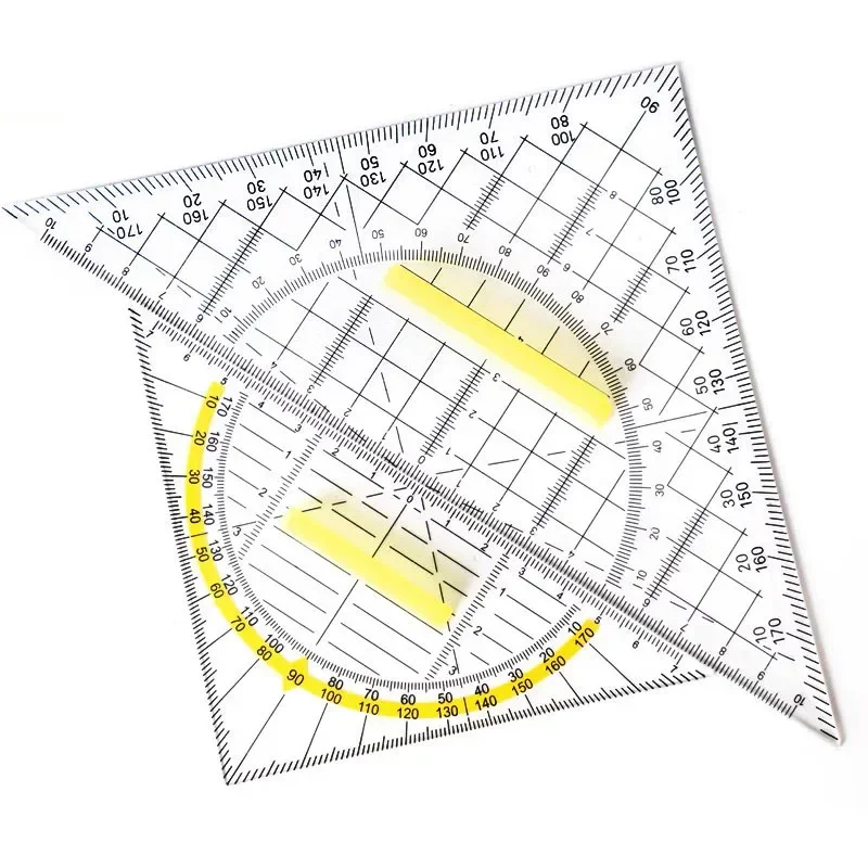 幾何学的な三角定規多機能学生プロフェッショナル製図定規文房具デザイン描画定規ハンドル付き