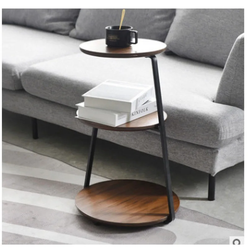 Modern Black Coffee Tea Side Table New Model Metal Tray Economical Living Room Furniture Home Hotel Use Durable MDF Wood