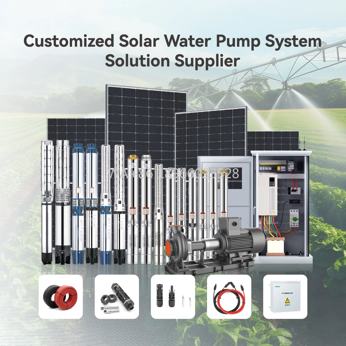 Juego de bombas para riego de frutas y verduras Tailandia Venta caliente 4kW 410m Cabezal máximo Serie completa trifásica de agua solar