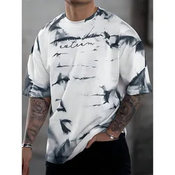 2024 Summer Tie-dye Printed Men's T-shirt Loose Casual Daily Large Size O-Neck Street T-shirt Gym Fitness Short Sleeves T-shirts