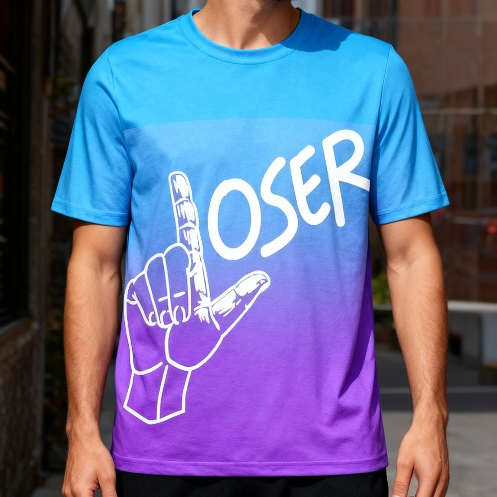 

Мужская футболка с 3D принтом loser, быстросохнущая, дышащая и удобная верхняя мужская одежда в стиле аниме, футболки с графикой, большие размеры