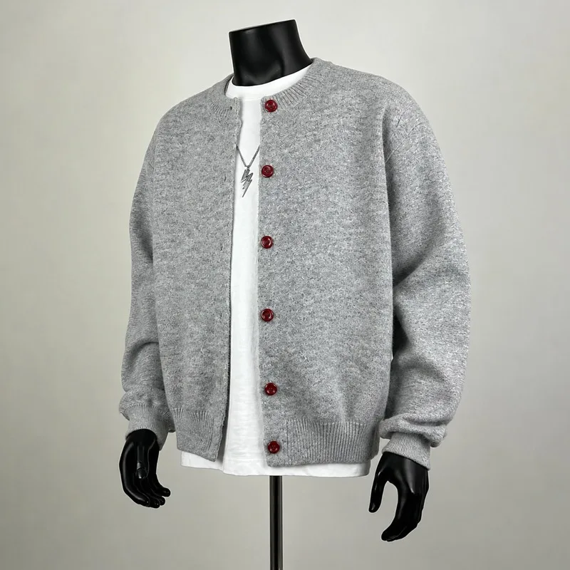 Men's Winter Cardigan Sweater Japanese Style Casual Knit Sweater High-end Men's Top and Outerwear Men Clothing 2026 New