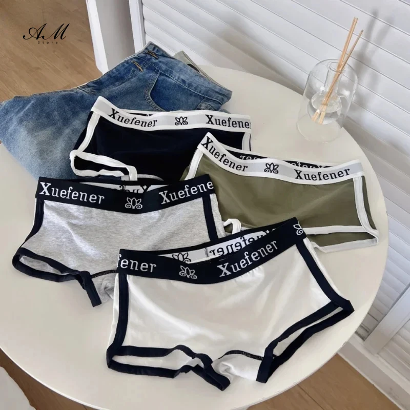 Cotton Women\'s Underwear Fashion Letter Print Underpants Sports Fitness Boxers Briefs Comfortable Panties Hip-Up Female Lingerie