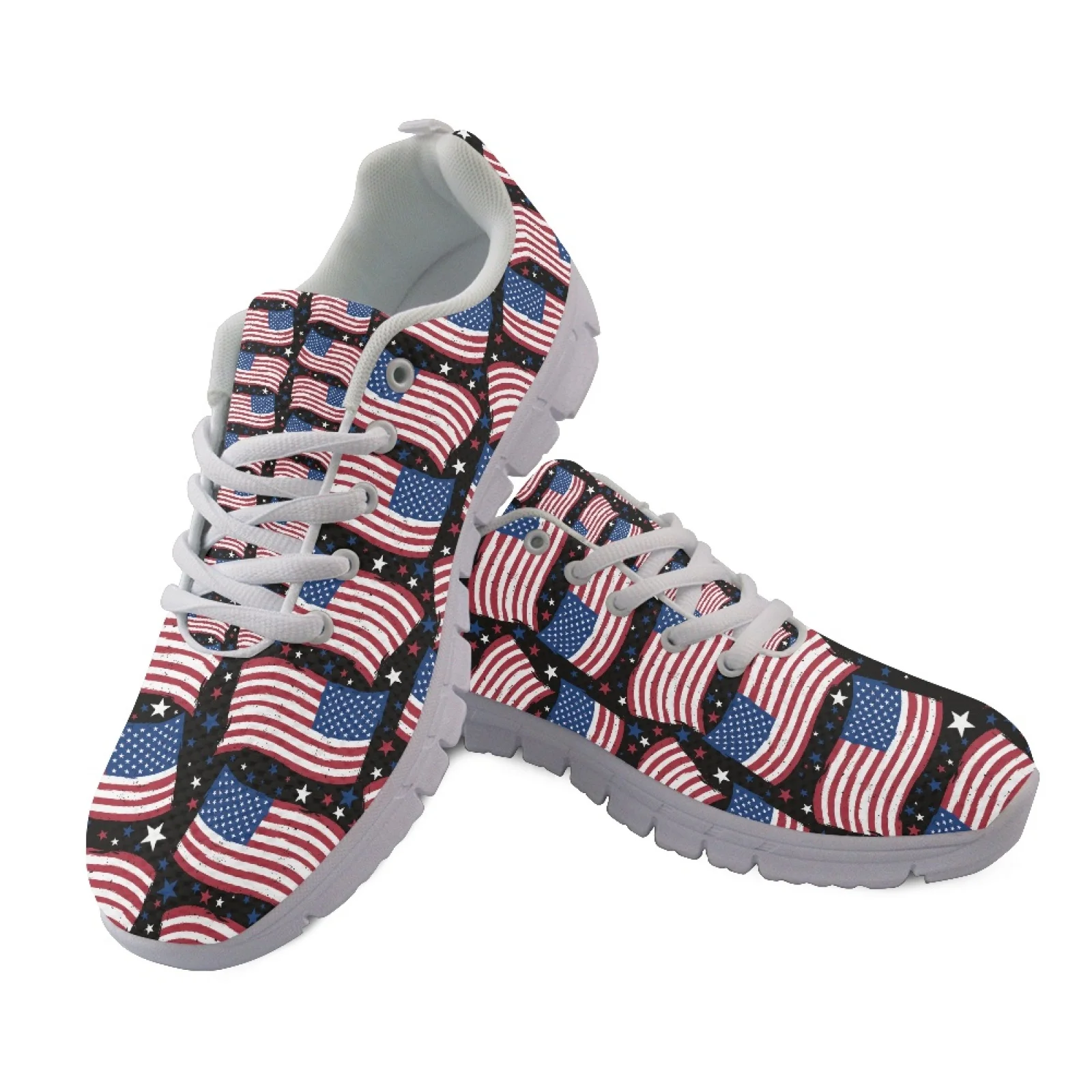 Coloranimal American Flag 2026 Trending Training Shoes Womens Athletic Walking Sneakers Flat Running Shoe for Ladies