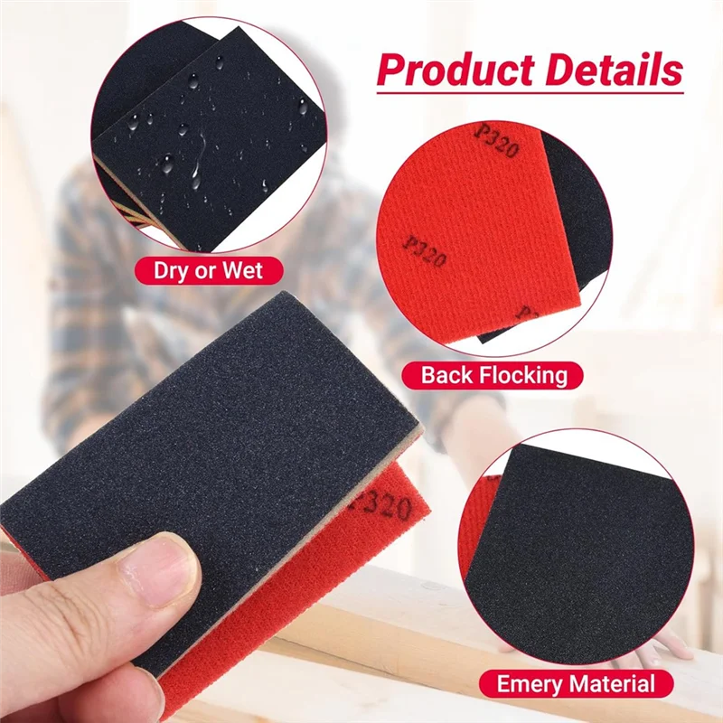 

ABDJ-Sanding Sponge 28 PCS 180-3000 Grit, Soft Foam Sanding Block& Ultra Fine Wet Dry Sandpaper Pads