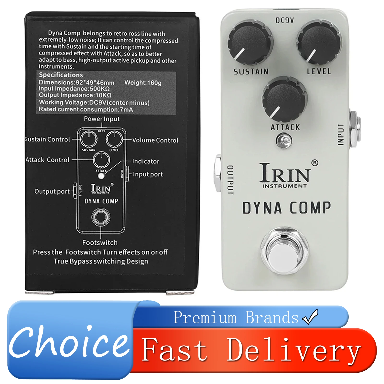 IRIN RS-12 Dyna Comp Guitar Effect Pedal Compressed Effects Retro Ross Line True Bypass Pedal Electric Guitarra Accessories