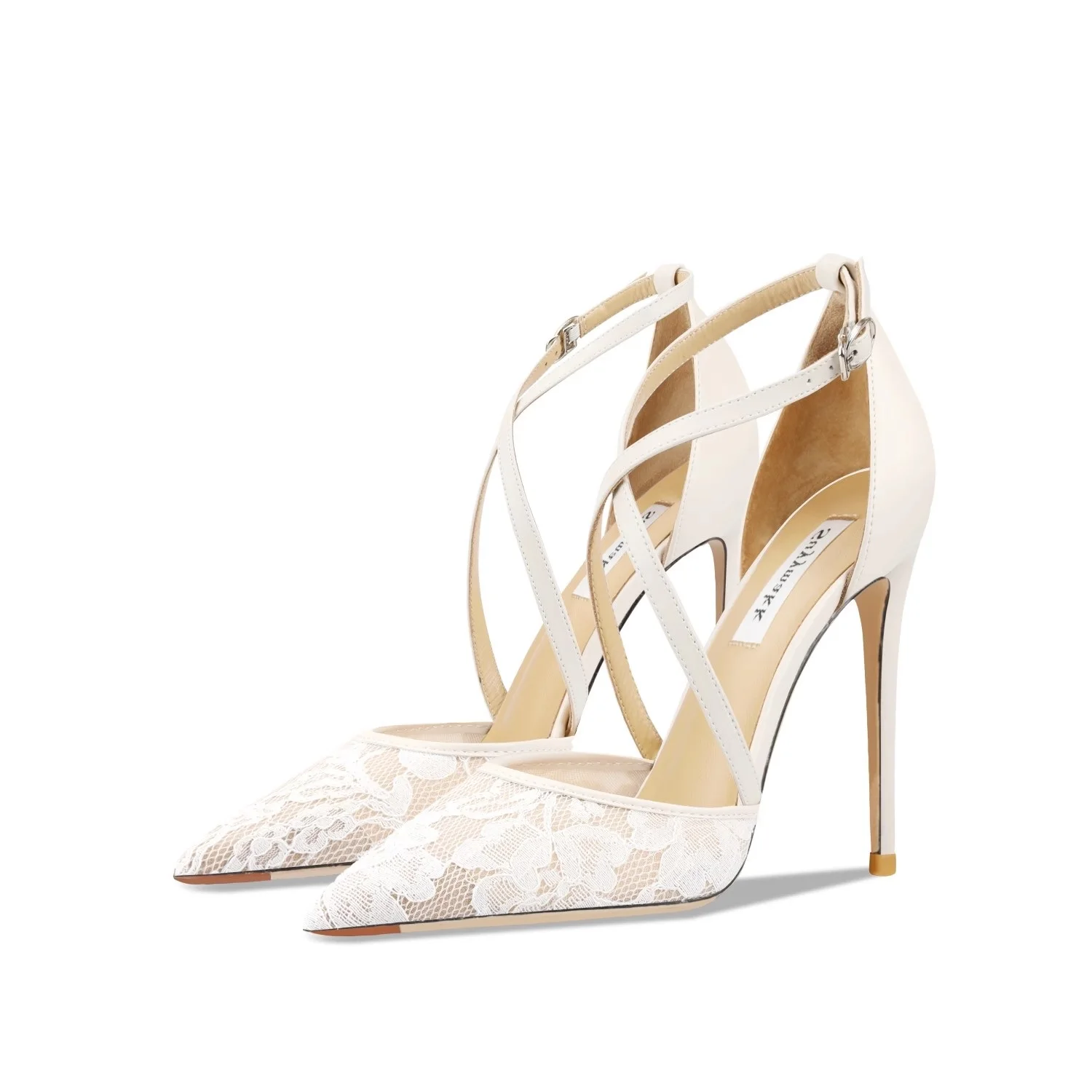 

Тонкие босоножки на высоком каблуке, новые летние сексуальные сандалии с острым кружевом и сетчатым перекрестным ремешком, банкетная женская обувь большого размера, маленького размера