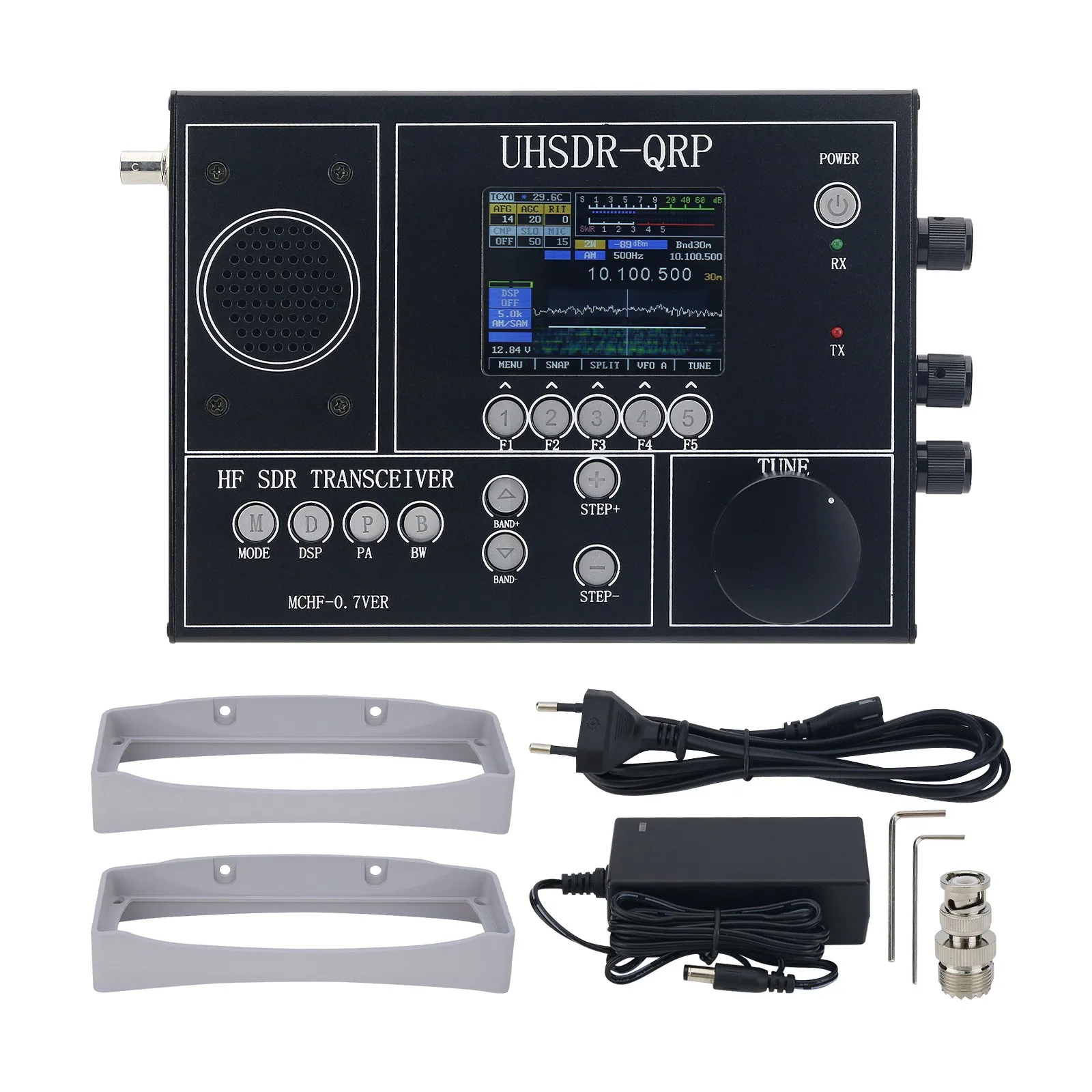 

HamGeek UHSDR-QRP V0.7 1.8-30Mhz McHF Transceiver HF SDR Transceiver CW SSB AM FM Radio Black
