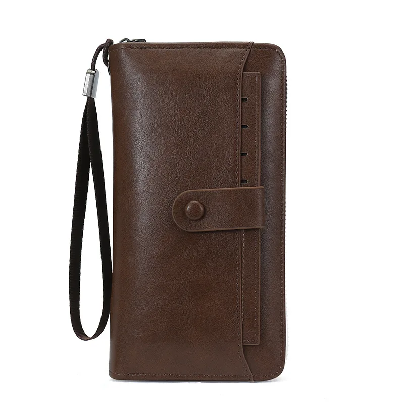 Men Leather Wallets Long Design Causal Purses Male Zipper Wallet Coin Card Holders Slim Money Bag High Capacity Credit Case