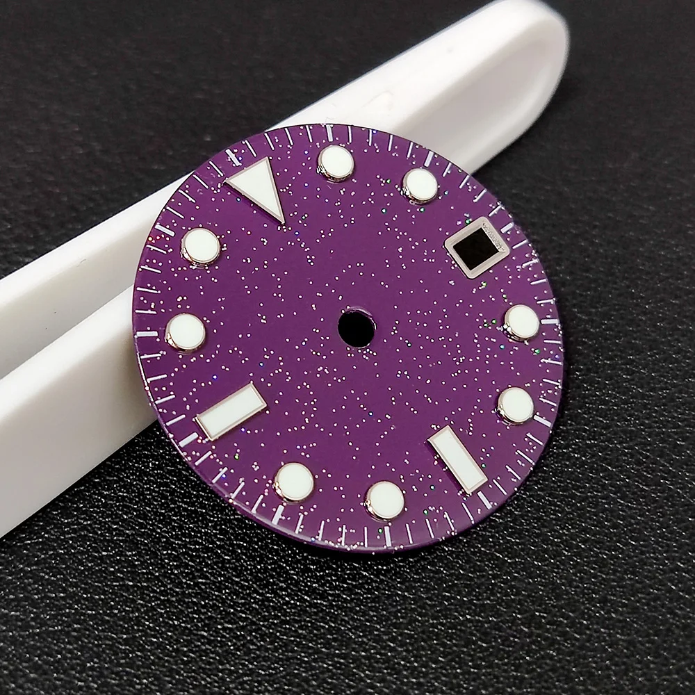 28.5mm NH35 dial Deep Purple Starry Sky Style dial fit NH35 Movement Watch accessories watch face Blue luminous NH35 dial