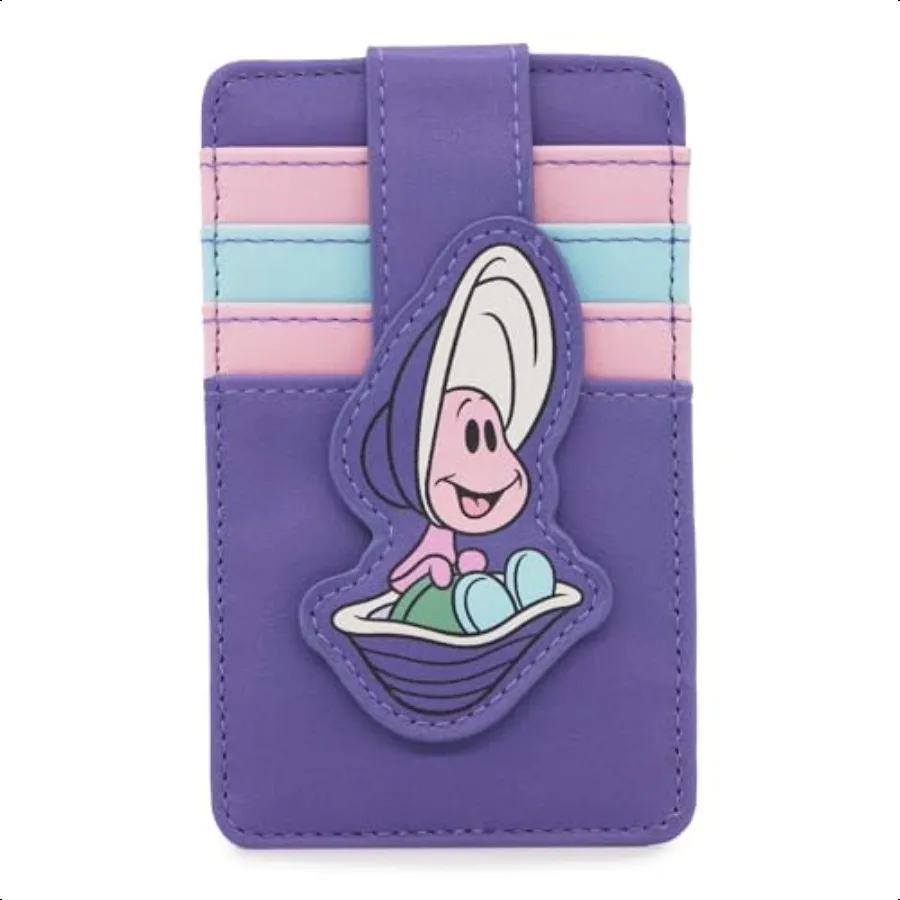 

Vegan Leather Wallet ID Card Holder Little Oyster Purple Pink Light Blue