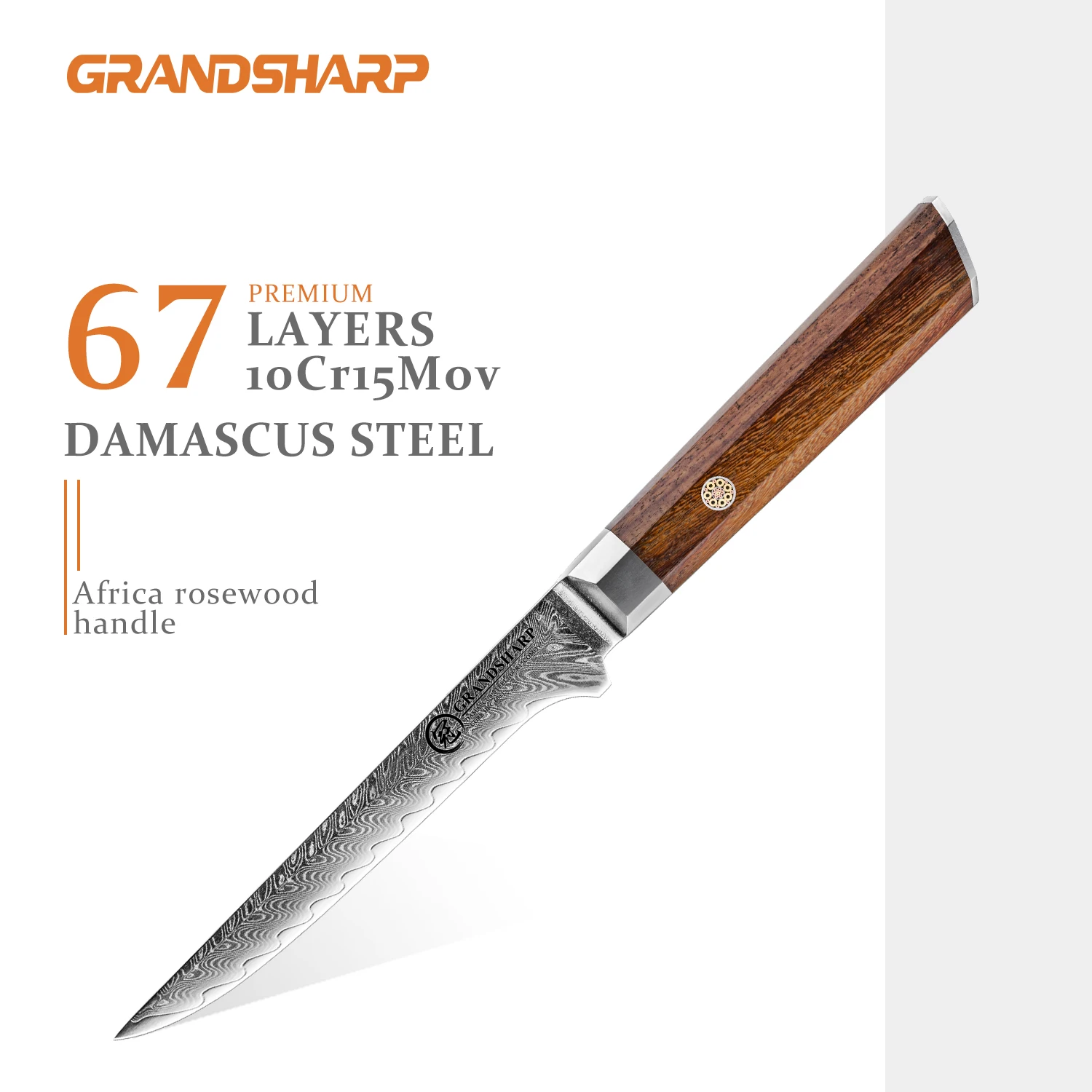 

Grandsharp Chef's Knives Boning Knife 5.5 Inch Japanese Damascus Steel Butcher Cooking Kitchen BBQ Tool Filleting Steak