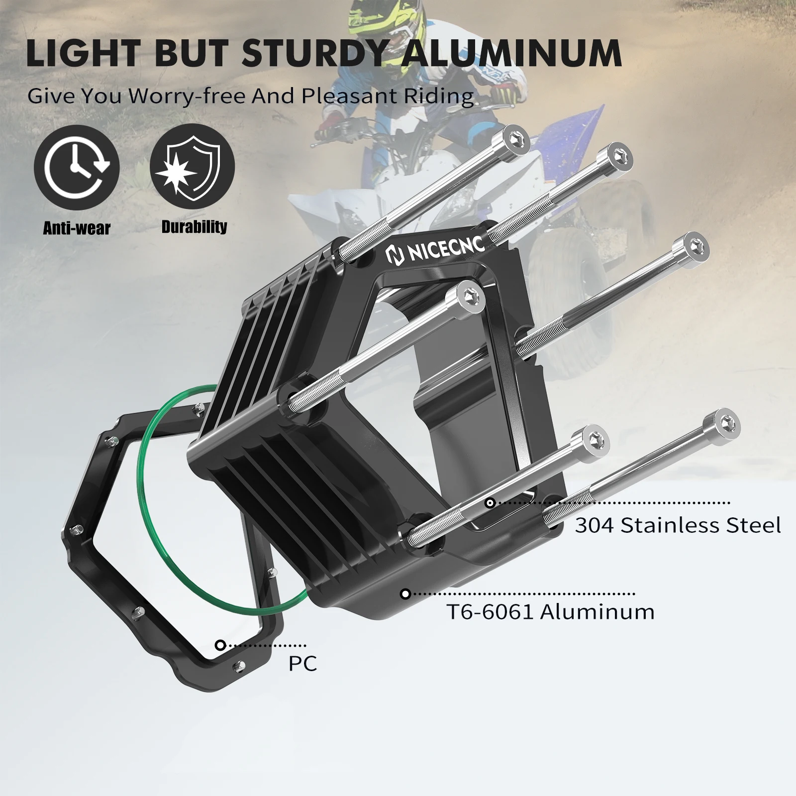 NICECNC Für Yamaha YFZ450R RSE 2009-2023 Kurbelgehäuse-Schutz Motorabdeckung Wärmeableitung Aluminium Sichtfenster ATV Zubehör – Detail 6