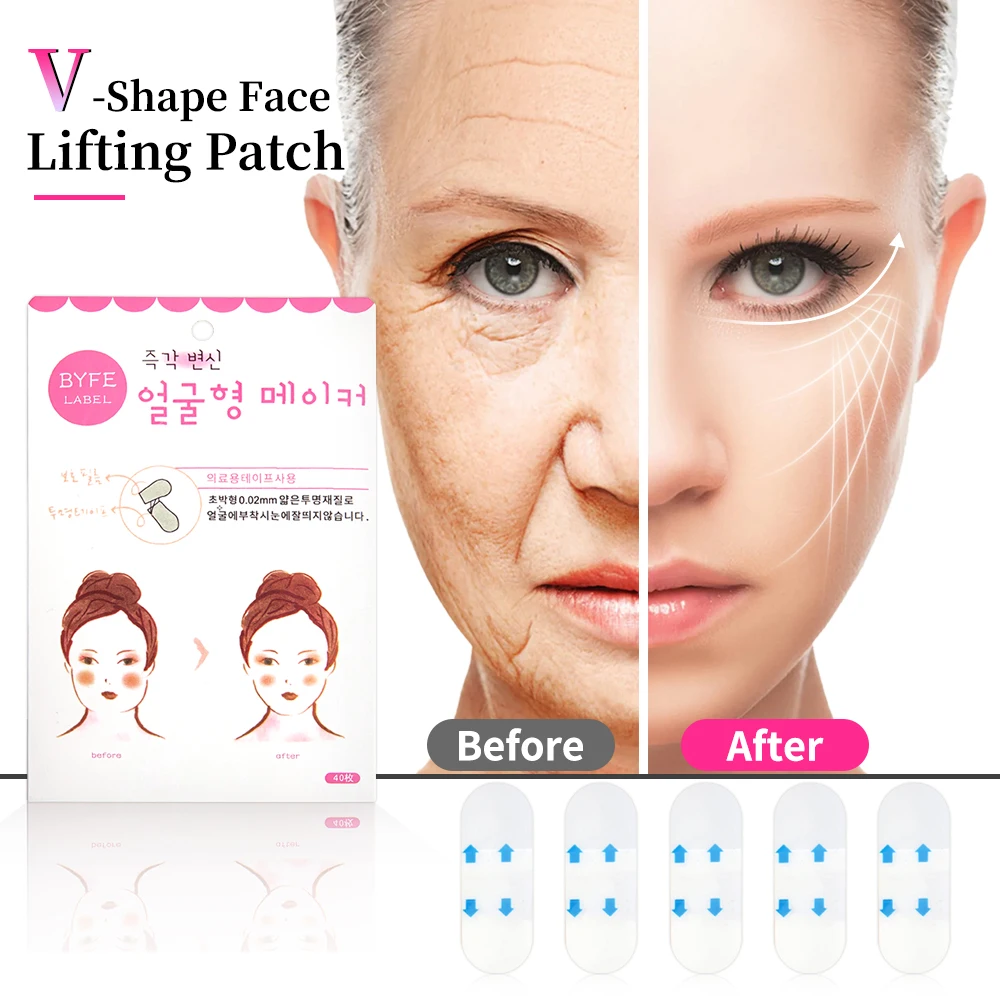 

120Pcs V-Shape Face Wrinkle Sagging Skin Adhesive Tape Lifting Face Stickers Invisible Transparent Thin Face Patche Lift Tools