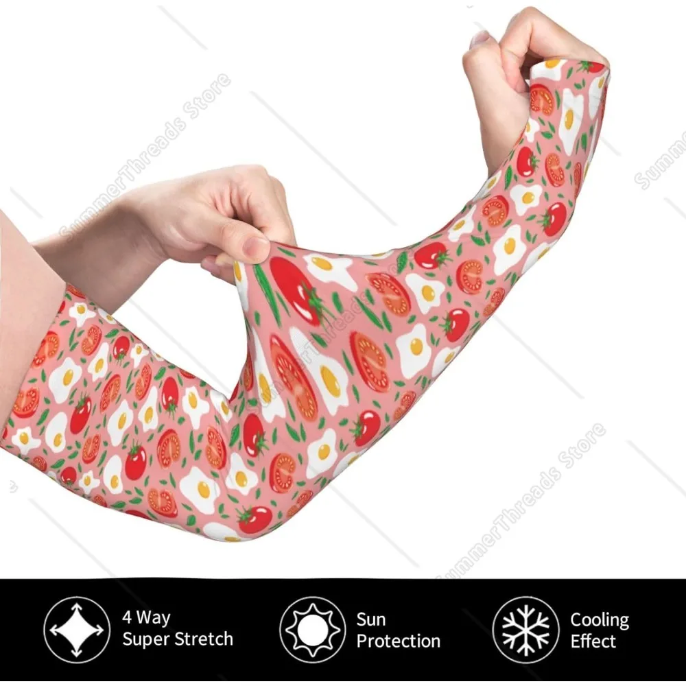Cute Tomato Egg Arm Sleeves For Men Women, Sun Protection Cooling Sports Arm Sleeves To Cover Arms