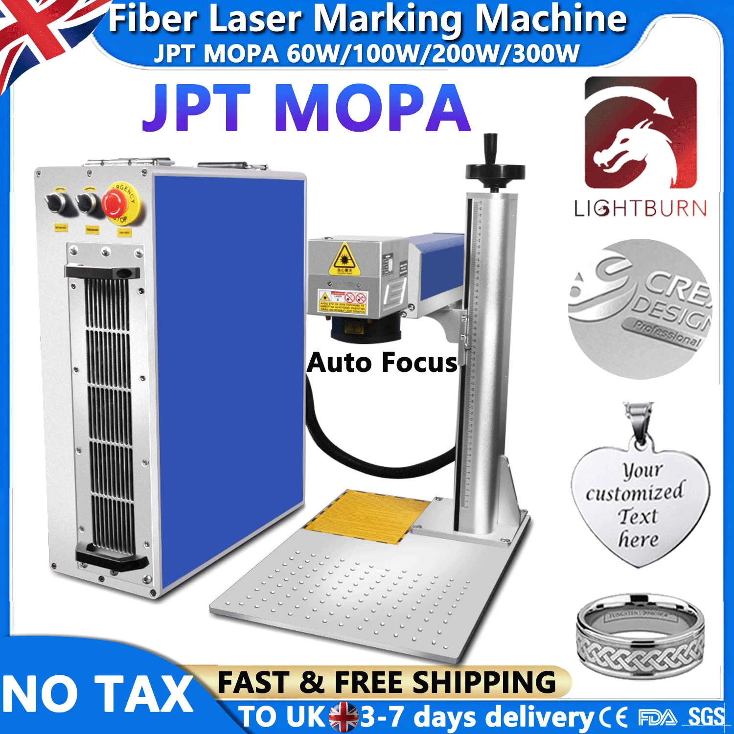 

JPT Mopa Fiber Laser Marking Cutting Machine for All Metal Jewelry Laser Engraver Deep Laser Engraving 300W for Drilling Ngraver