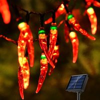 Solar Chili String Light Outdoor Waterproof Solar Fence Fairy Light 8 Modes for Garden Patio Porch Yard Xmas Bedroom Decoration