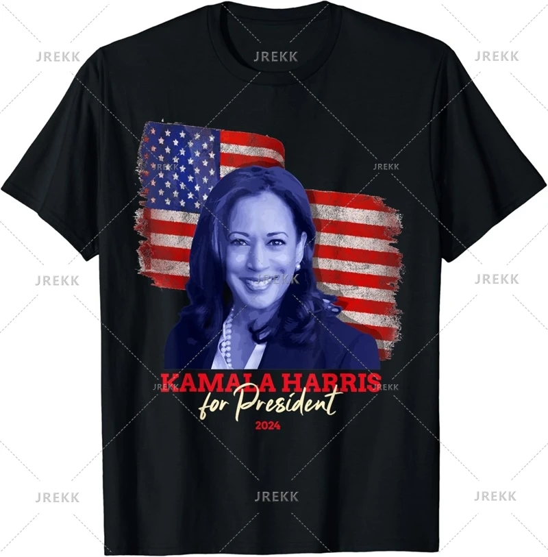 2024 Kamala Harris T Shirt Dla Mężczyzn Kobiet Kampania Wybierania Prezydenta T-Shirt American Street Ponadgabarytowe Koszulki z Krótkim Rękawem