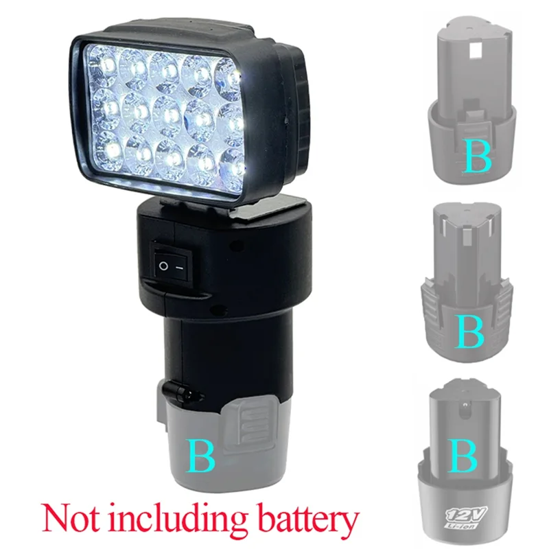 

ABBO-15 Beads LED Working Lamp Spotlight Light Flashlig For Lomvum Zhipu Fuge Komax GCRAFT 12V 10.8V Lithium Battery