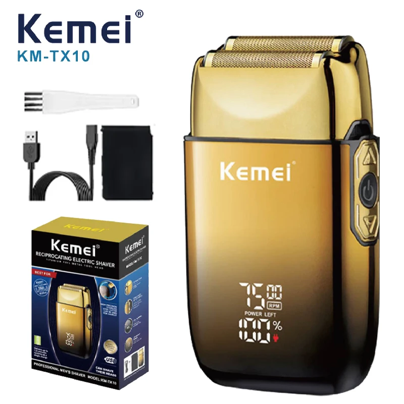 Kemei KM-TX10  Electric Shaver Hair Rechargeable Beard Foil Razor For Men Bald Head Shaving for Men Machine