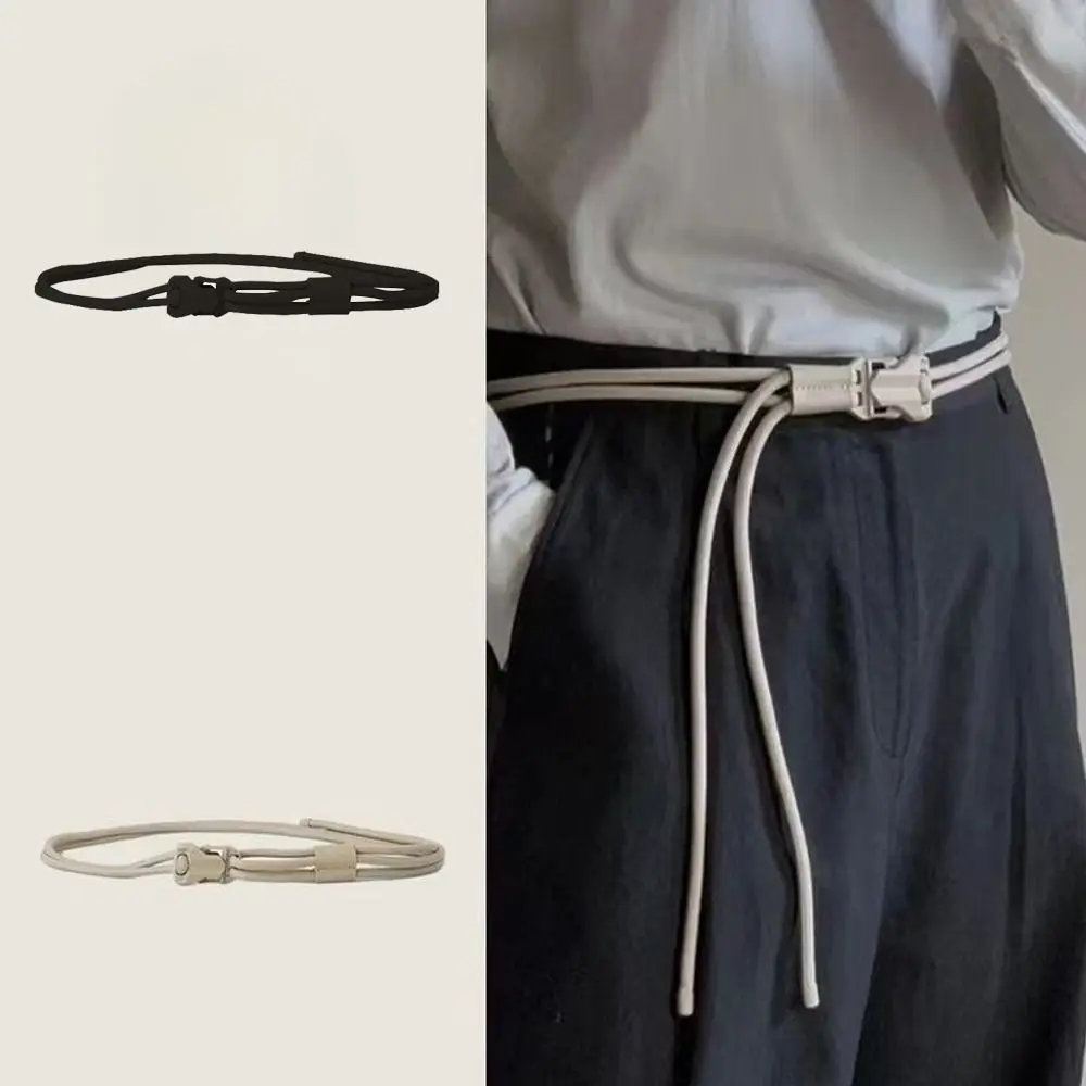 Trend Quick Release Snap Buckle Double Rope Belt Luxury Design Versatile Student Jeans Pants Belt Waist Rope
