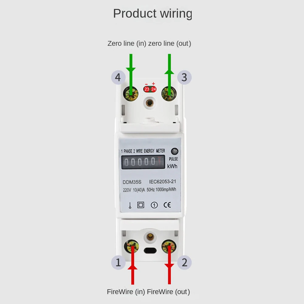 Single Phase Two Wire 220V 10-40A Energy Meter KWh Counter Consumption Analog Electricity Wattmeter Household Din Rail