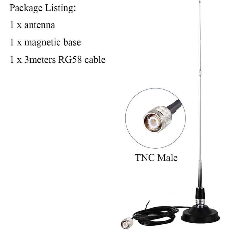 Transmissor FM exterior em aço inoxidável, Transmissor de transmissão com bases magnéticas, 3m Cabo TNC, 5 15W