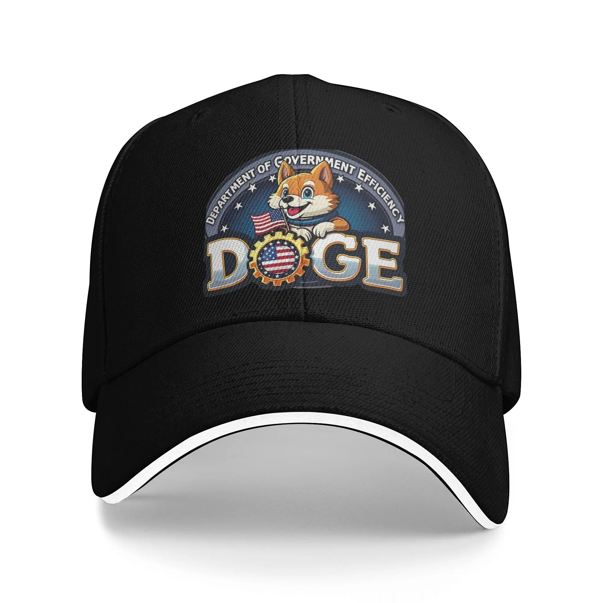 D.O.G.E Department of Government Efficiency Meme  Sandwich Cap Unisex  Hip-Hop DOGE Caps Adjustable Polyester Baseball Caps