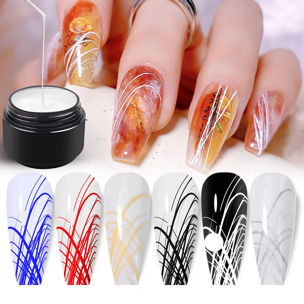 Drawing Nail Gel Polish Wire Stripe Wave Lines Varnishes Design Painting Elastic Lacque Professional Manicure Solid Transparent