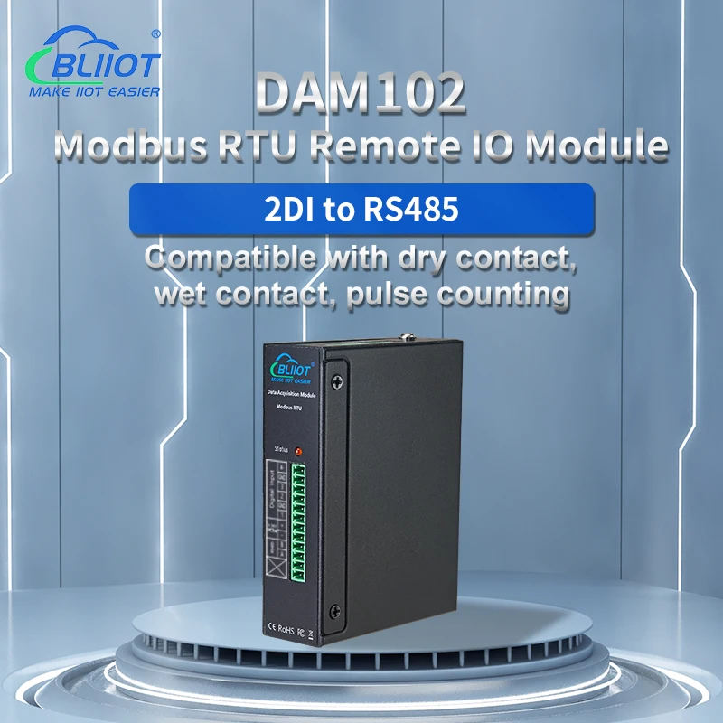 100 Sets BLiiot 2 Digital Input to modbus RS485 Acquisition Module TO PLC HMI DCS Industrial Automation DAM102