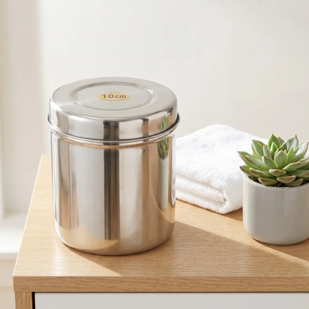 Storage Stainless Steel Stainless Steel Cotton Ball Cup Silver Durable Cotton Ball Container Cotton Ball Jar Health Center