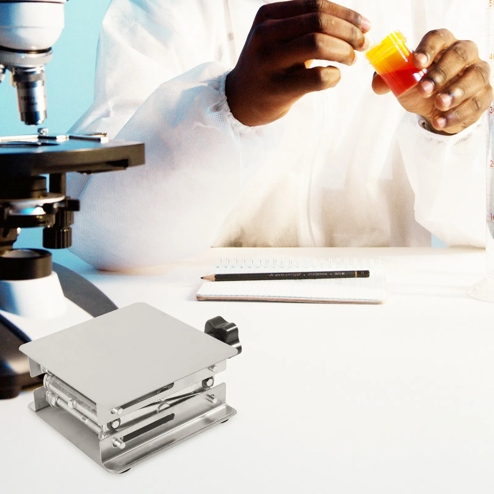Laboratory Lift Table Stainless Steel Scissor Jack Durable Lifting Platform Holder for Chemical Bio Experiments