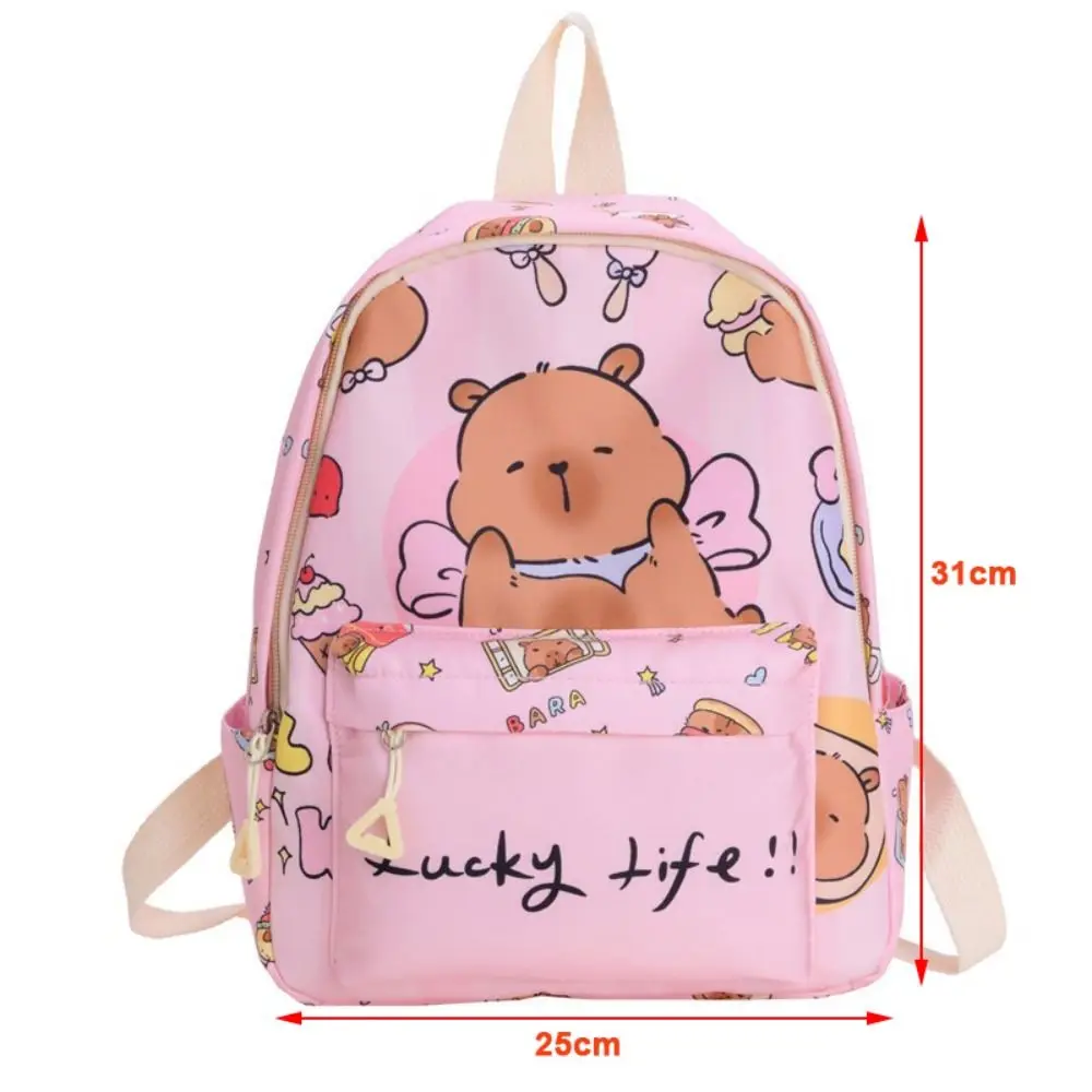 Zaino Capybara simpatico cartone animato Zaino da scuola per asilo in nylon di grande capacità Zaino da viaggio leggero e colorato per bambini