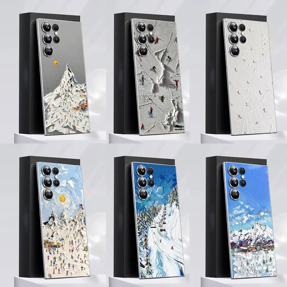 

Snow Mountain Skiing Ski Phone Case For Samsung S22,S24,S30,S10,S21,S25,S23,S10,PIus,Ultra,5G,FE,lite Transparent Cover