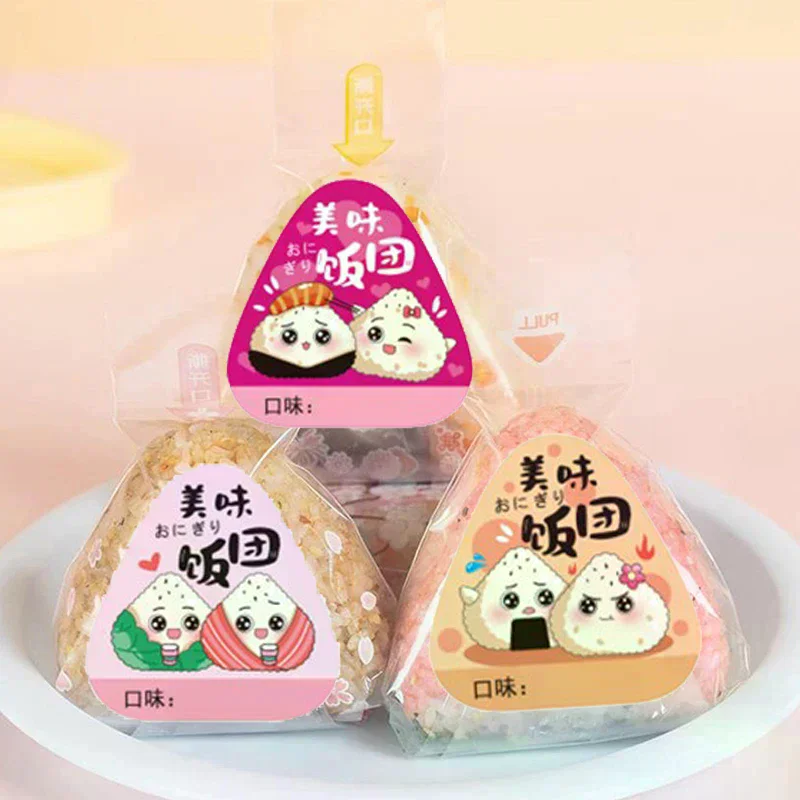 Triangle Rice Ball Packing Bag Stickers Nori Seaweed Onigiri Sushi Bag Stickers Sushi Making Mold Tools Bento Accessories 80Pcs
