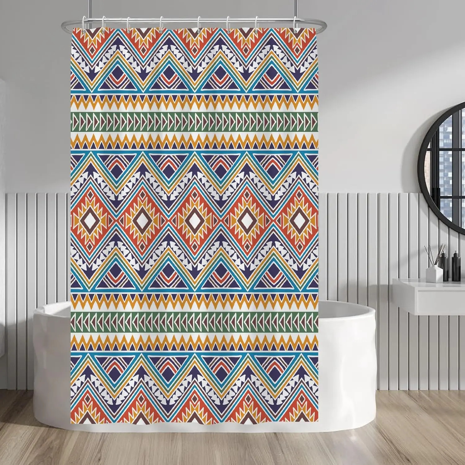 

Aztec Pattern Shower Curtain Tribal Geometric Design Bathroom Decor Colorful Native Art Print Waterproof Bath Curtain Boho