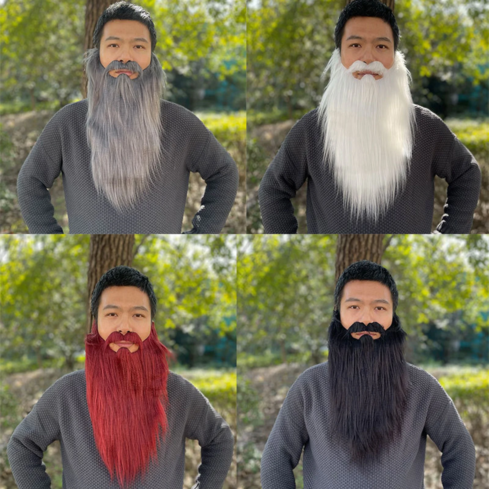 Disfraz de barba postiza para adultos, divertido, largo, tema de carnaval, Halloween, Cosplay, pelo Facial, accesorios de vacaciones de Navidad