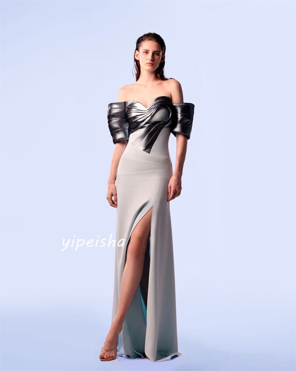 Jersey Ruched Homecoming A-line Off-the-shoulder Bespoke Occasion Gown Long Dresses