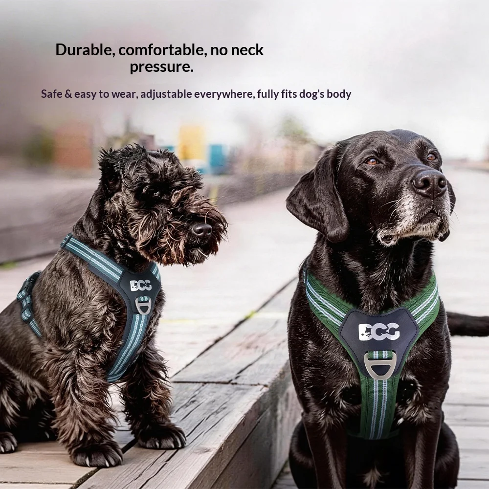 

Dog Harness with AirTag Holder No-Pull Reflective Harness for Medium Large Dogs Vest with Control Handle for Walking Training