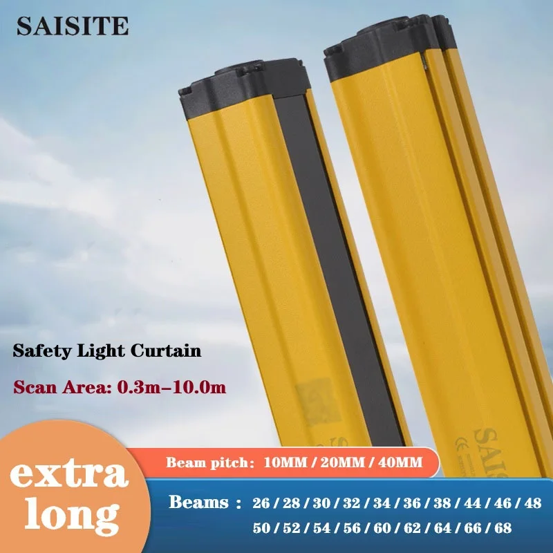 

SAISITE Extra Long Security Grating 28/30/32...64/66/68Beams Area Protection Device NPN/PNP Output Customizable Optical Grating