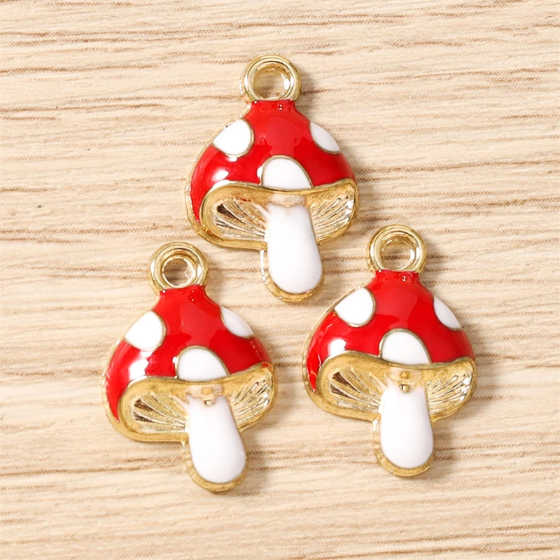 10 Stück 11x16mm Niedliche Emaille-Pilz-Anhänger für die Herstellung von Anhängern, Halsketten, Ohrringen, Armbändern, DIY-Bastelarbeiten und Schmuckzubehör – Detail 6